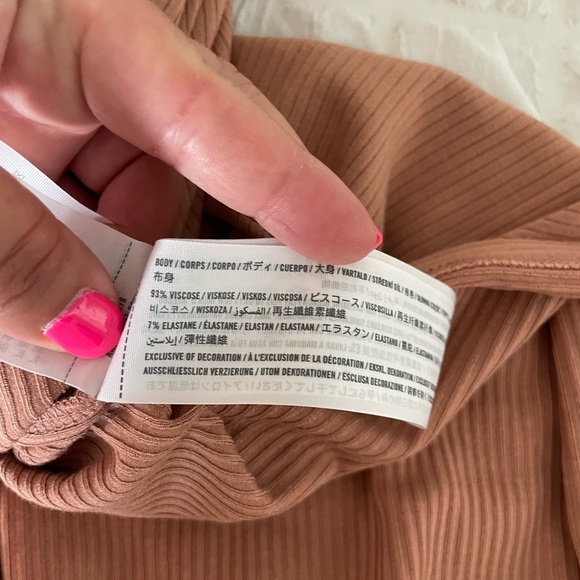 Abercrombie & Fitch Ribbed Tan Midi Dress with Keyhole Detail - Picture 8 of 8